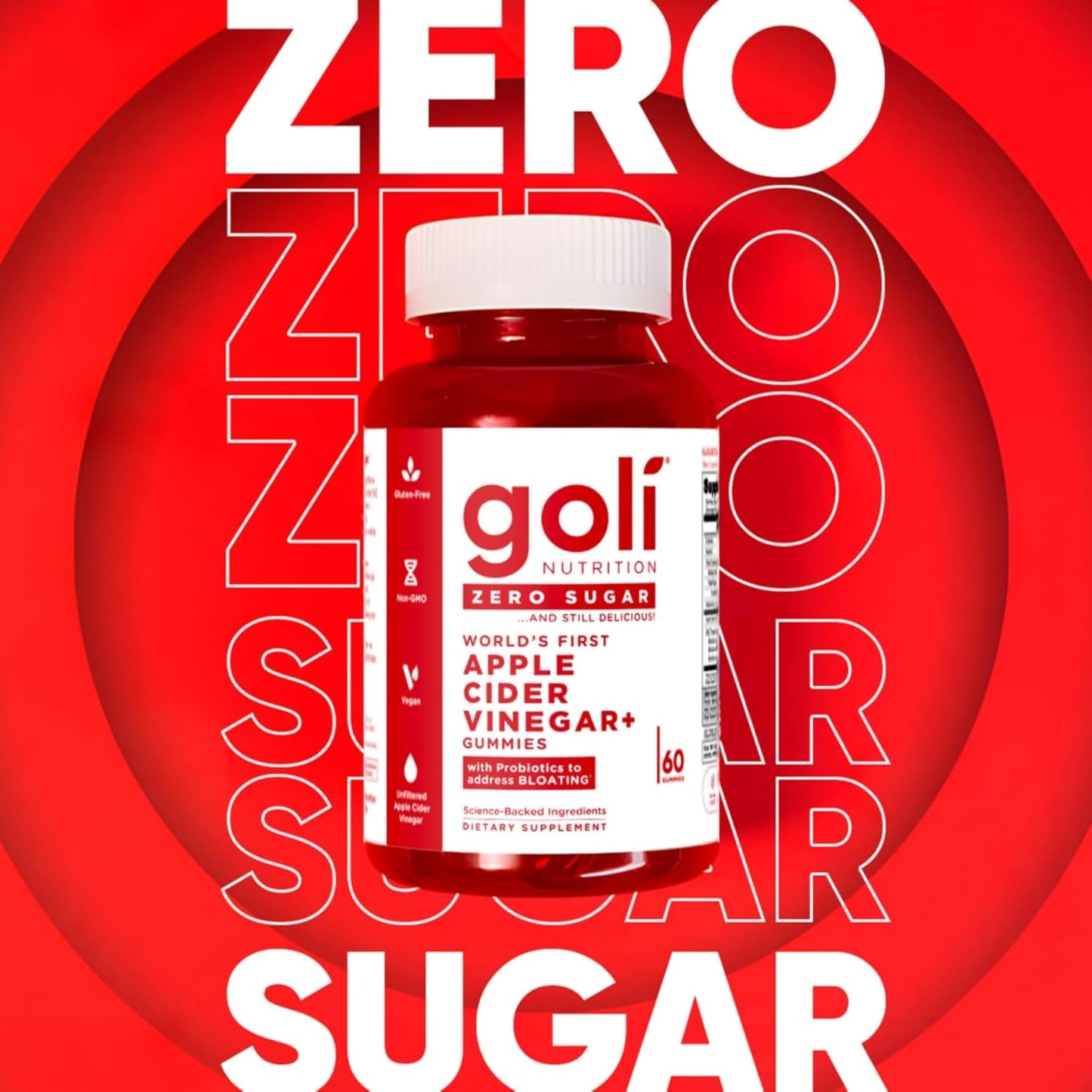 Gomitas Goli Zero Sugar de Vinagre de Sidra de Manzana con Probióticos y Vitamina B12
