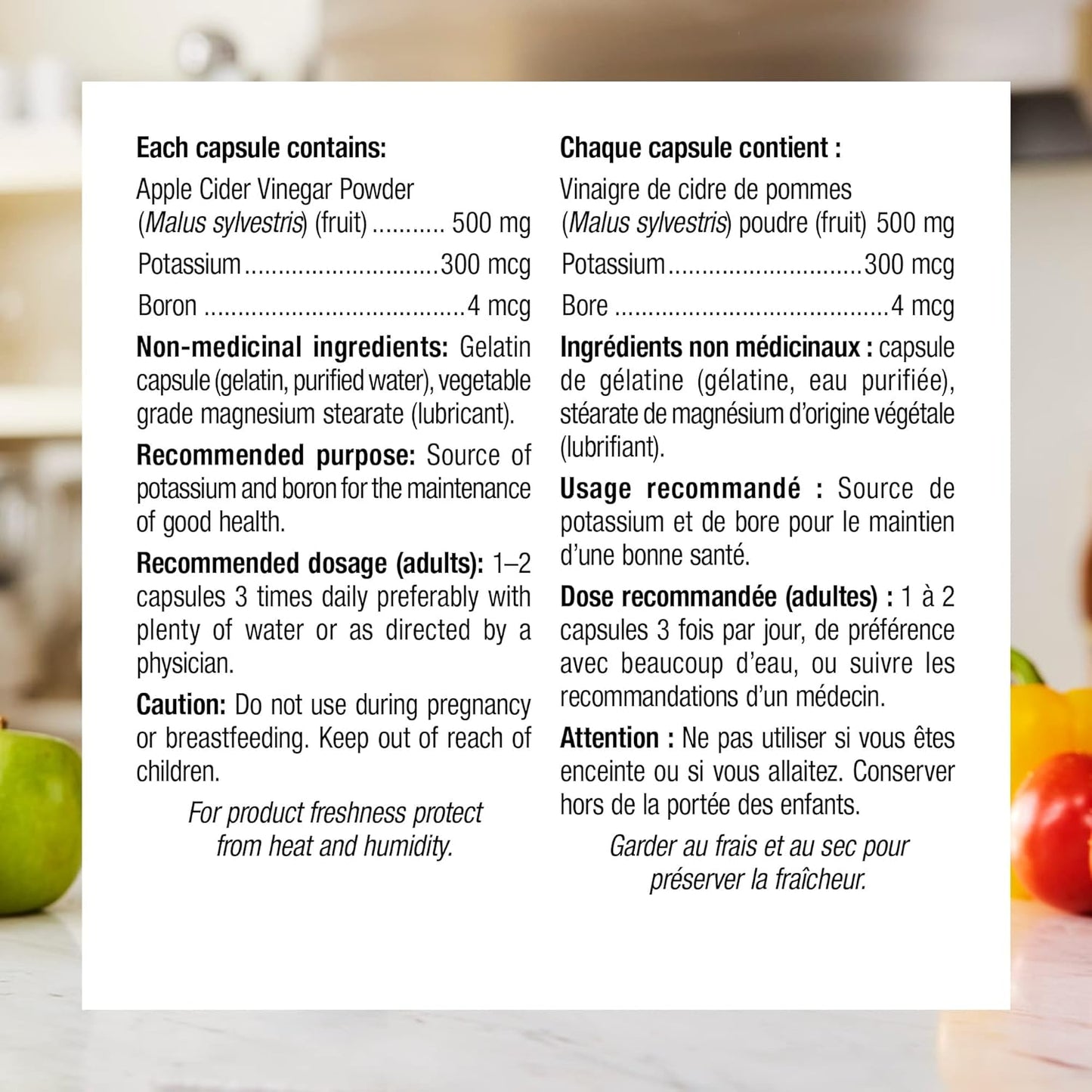 Webber Naturals Vinagre de Sidra de Manzana 500 mg, 240 Cápsulas