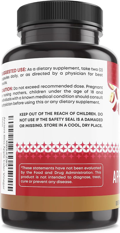 Cápsulas de Vinagre de Manzana Ancient Bliss con la Madre – 1600 mg