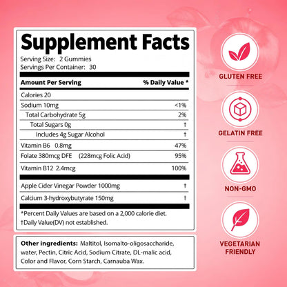 Dreavio Sugar-Free Apple Cider Vinegar Gummies with the Mother – 1,000 mg, 120 Count