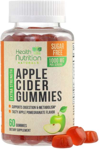 Gomitas de vinagre de sidra de manzana con la madre y vitamina B12, nutrición saludable sin azúcar