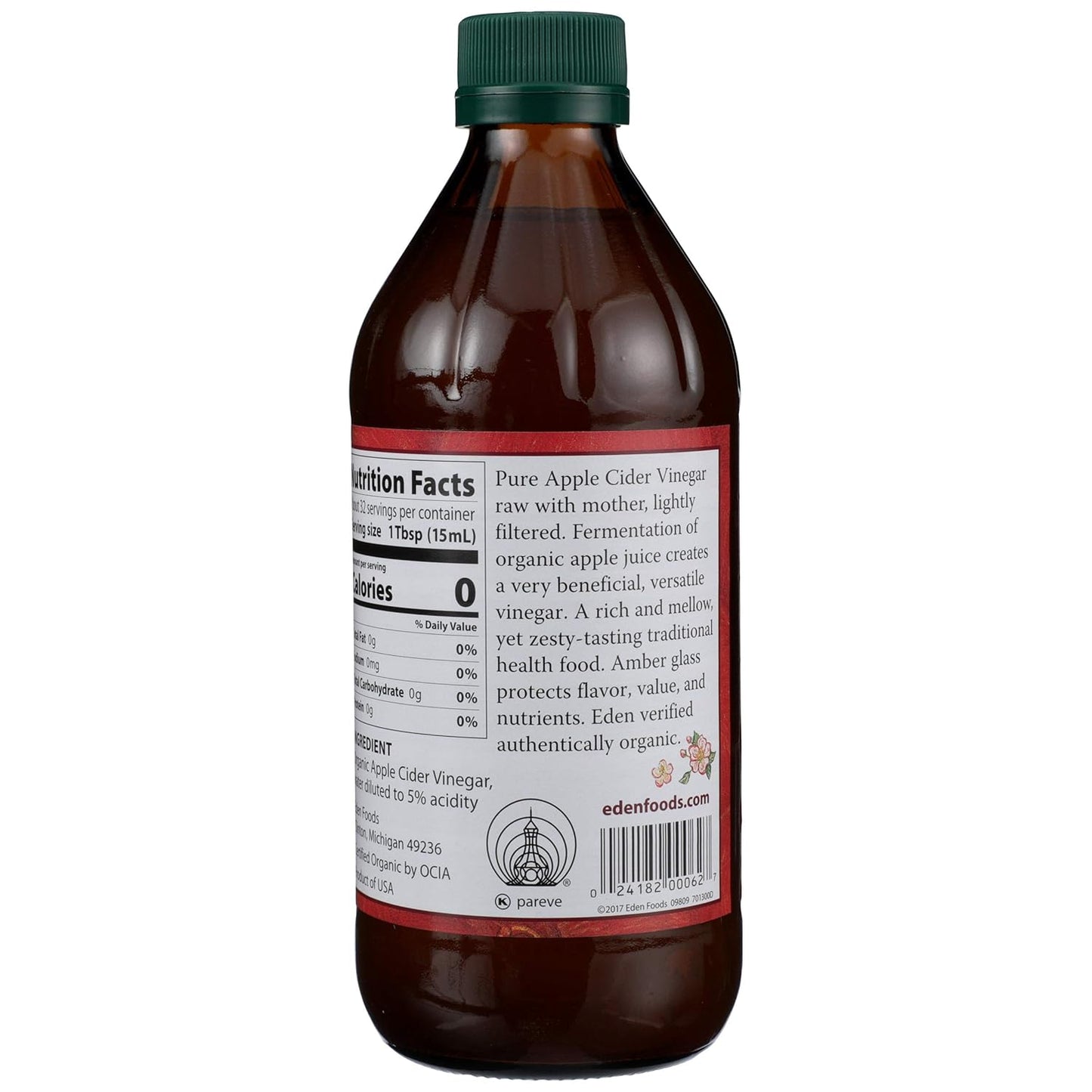 Vinagre de sidra de manzana orgánico Eden con la madre – 16 oz