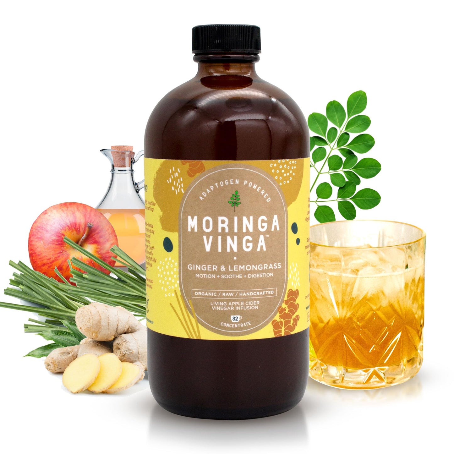 Tónico Herbal de Moringa Vinga con Adaptógenos y Vinagre de Sidra de Manzana – 32 oz