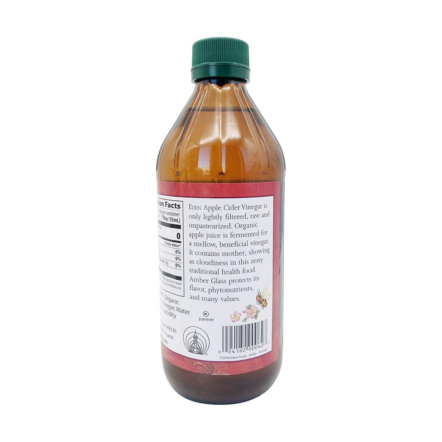 Vinagre de sidra de manzana orgánico Eden con la madre – 16 oz