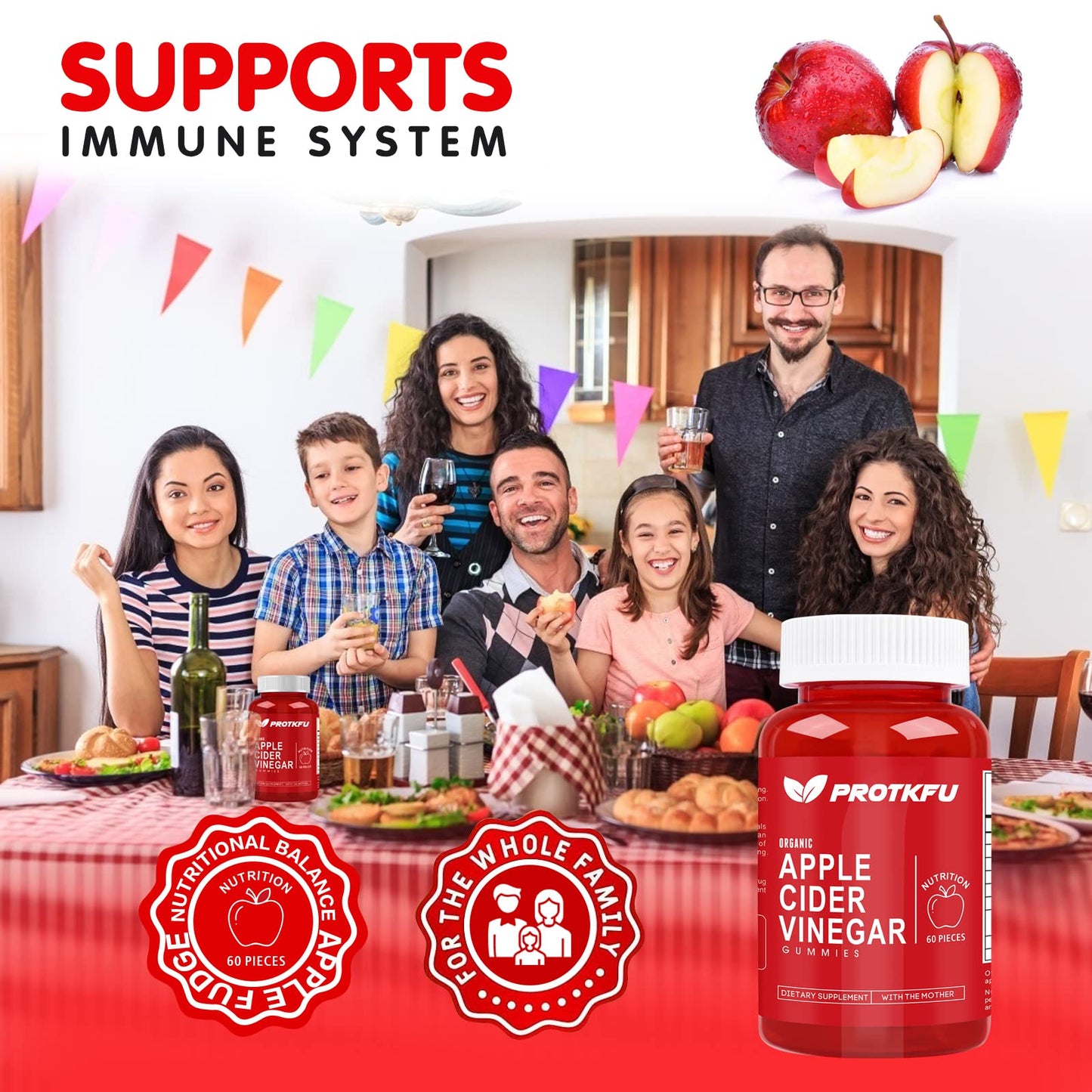 Gomitas de vinagre de sidra de manzana ProTKFU con la madre – 1000 mg