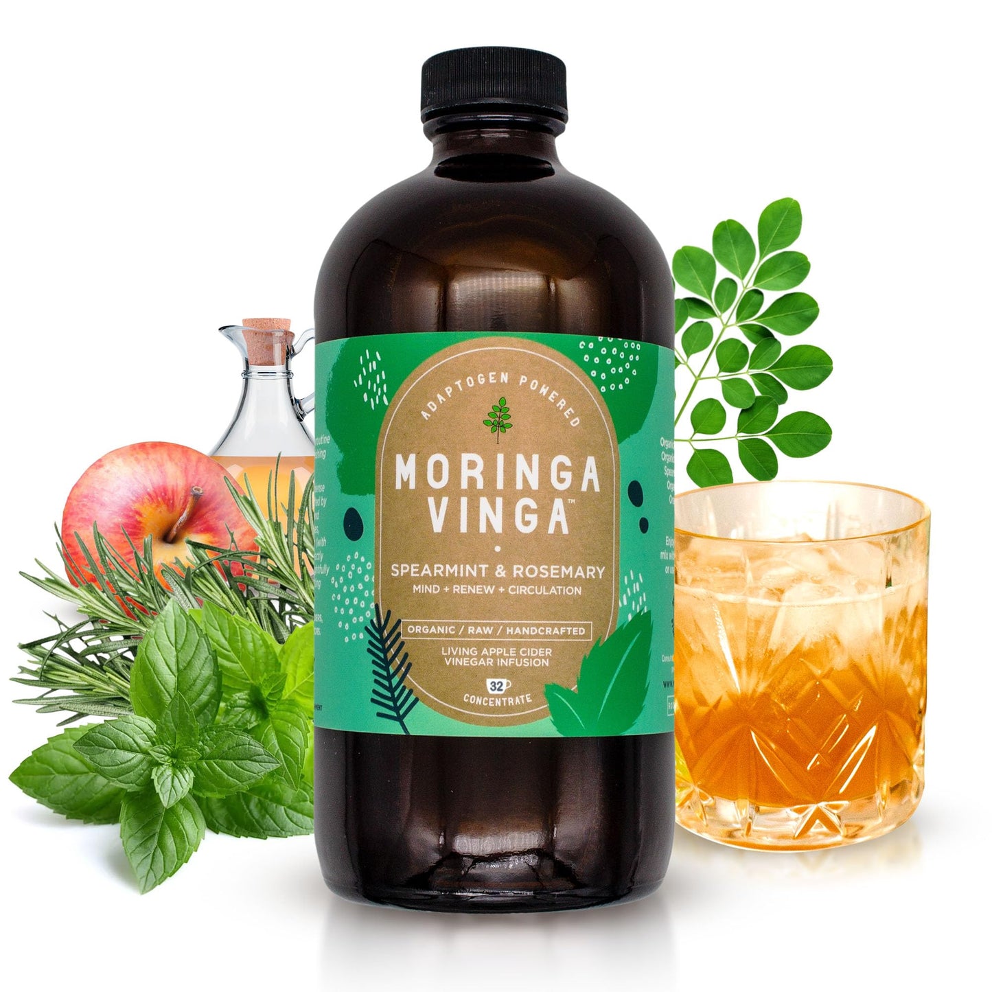 Tónico Herbal de Moringa Vinga con Adaptógenos y Vinagre de Sidra de Manzana – 32 oz