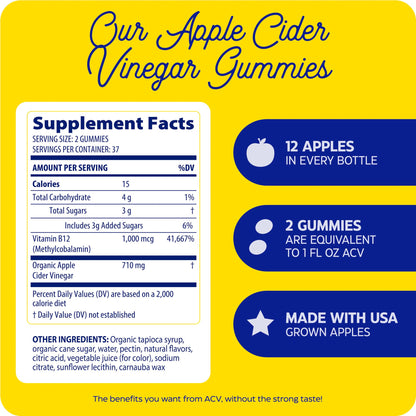 Gomitas de vinagre de sidra de manzana Enzymedica con la madre y vitamina B12