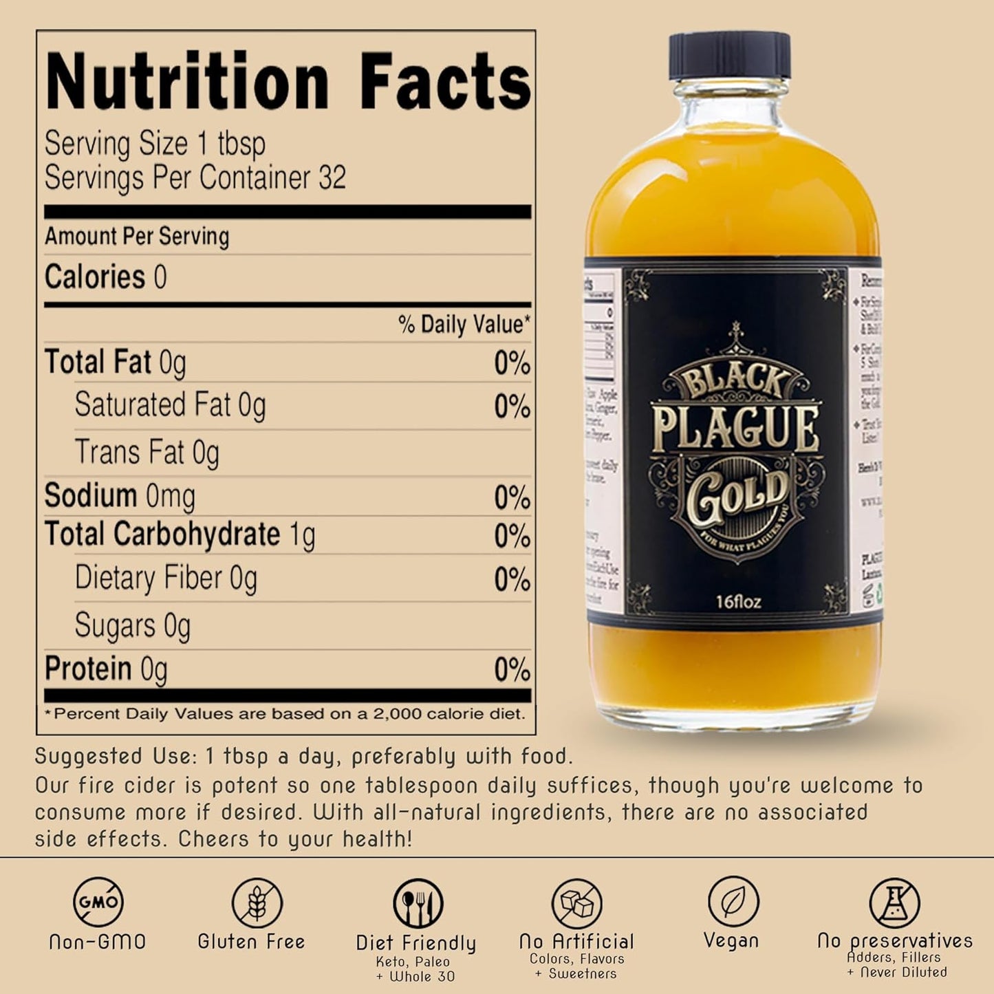 Black Plague Gold Fire Cider con la Madre – 16 oz