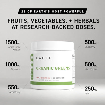 Kaged Outlive 100 Superalimento en polvo de vegetales orgánicos con vinagre de sidra de manzana