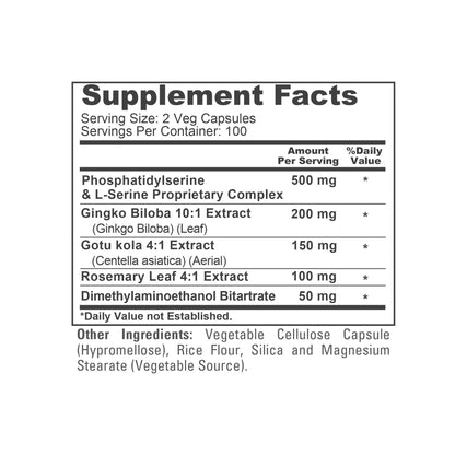 NusaPure Fosfatidilserina Memoria Complejo Definitivo 1000mg 200 Cápsulas Vegetarianas (Vegano, Sin OGM)