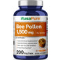 NusaPure Bee Pollen 1500mg 200 Veggie Caps (100% Vegetarian, Non-GMO, Vegan) Naturally Occurring Proteins, Aminoacids