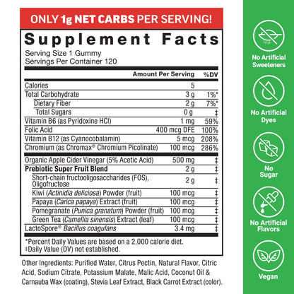 Gomitas Keto ACV con probióticos y prebióticos ProbioSlim de Force Factor