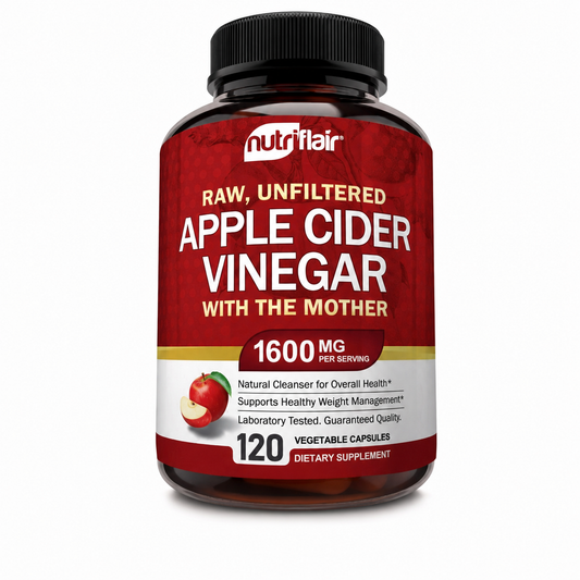 NutriFlair Cápsulas de Vinagre de Manzana con la Madre – 1.600 mg, 120 Cápsulas Veganas