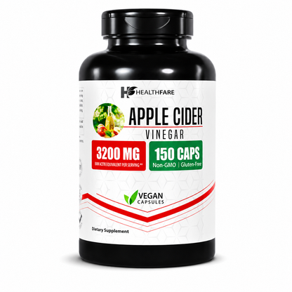 Cápsulas de Vinagre de Sidra de Manzana de Máxima Potencia HealthFare – 3200 mg