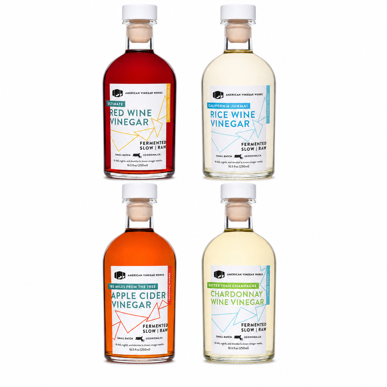 American Vinegar Works Colección de Vinagres Esenciales para la Cocina – Paquete de 4