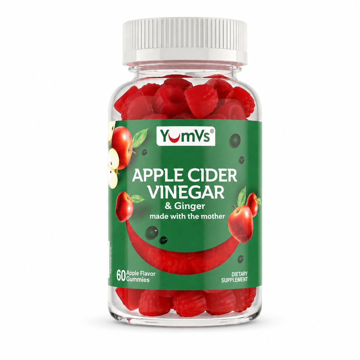 Gomitas de Vinagre de Sidra de Manzana Yum-V's con Jengibre y la Madre - 60 unidades