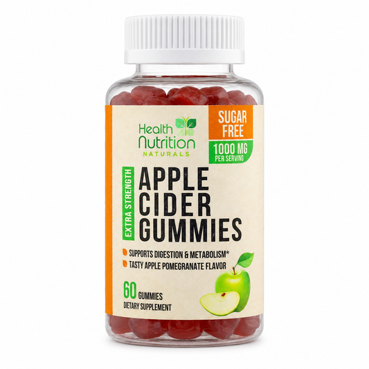 Gomitas de vinagre de sidra de manzana con la madre y vitamina B12, nutrición saludable sin azúcar