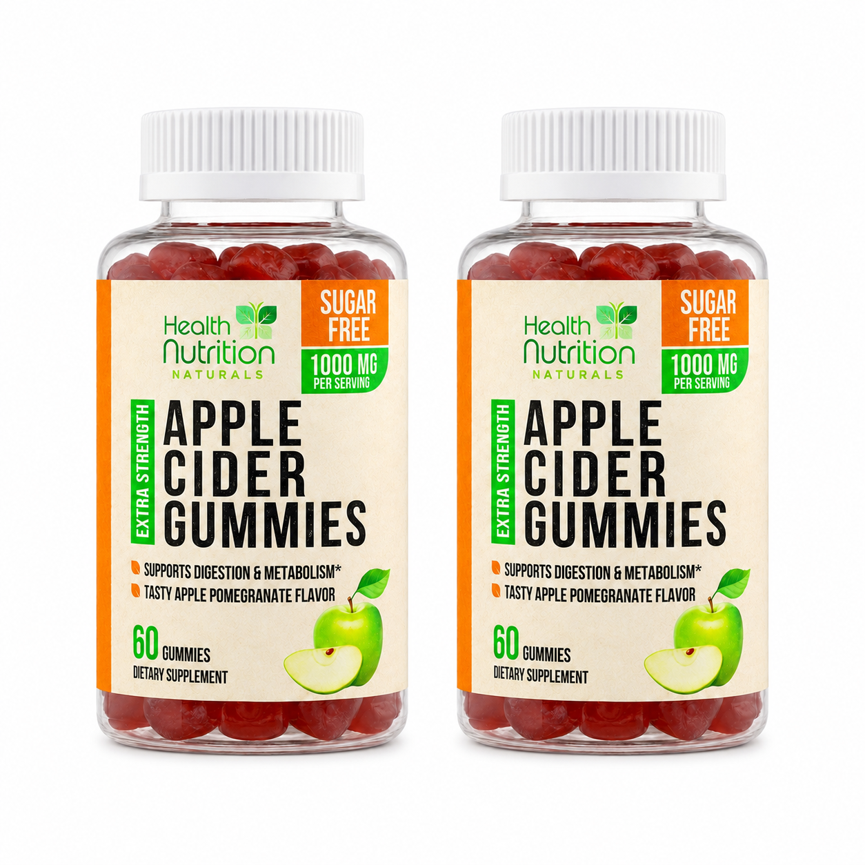 Gomitas de vinagre de sidra de manzana con la madre y vitamina B12, nutrición saludable sin azúcar