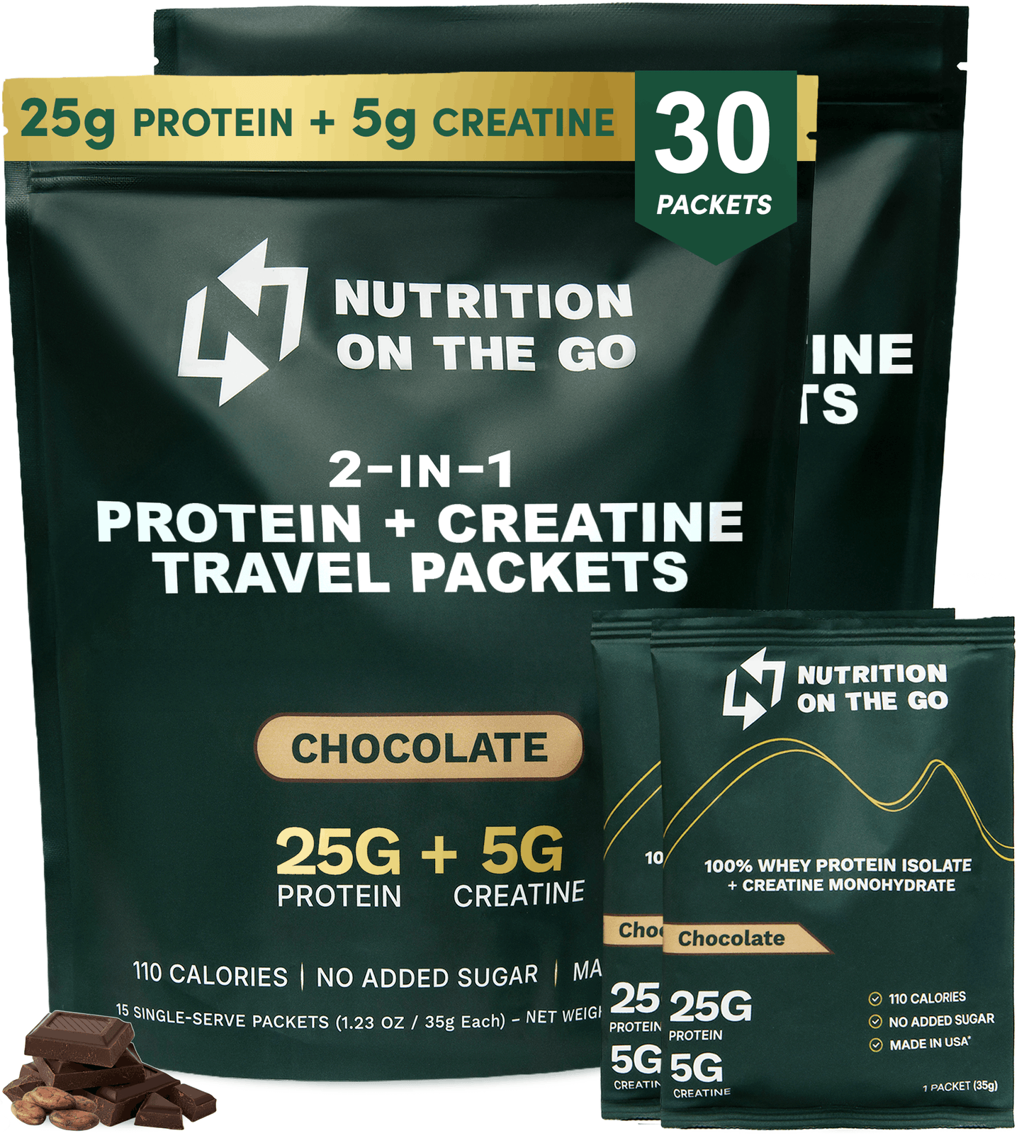 Sobres de viaje de Aislado de Proteína de Suero de Leche + Creatina 2 en 1