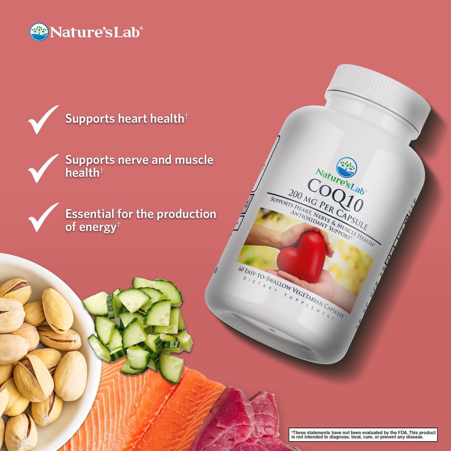 Nature's Lab CoQ10 200 mg - 60 Cápsulas
