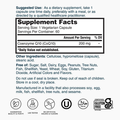 Nature's Lab CoQ10 200 mg - 60 Cápsulas
