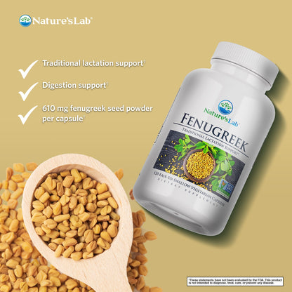Nature's Lab Fenogreco 610 mg - 120 Cápsulas