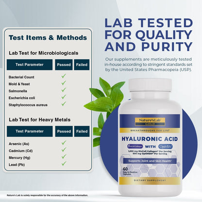 Nature's Lab Ácido hialurónico con BioCell Collagen® y MSM - 60 cápsulas