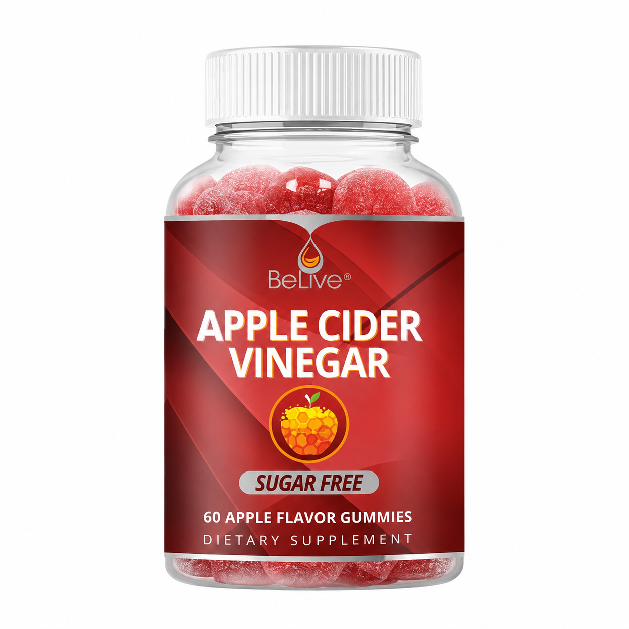 Gomitas de vinagre de sidra de manzana sin azúcar BeLive – 120 unidades