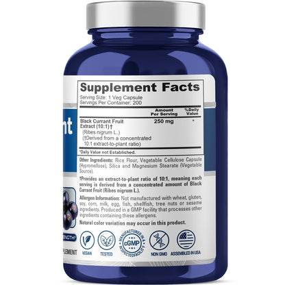 NusaPure Black Currant 10:1 Extract, 250 mg, per Veg Caps 200 Vegan, Non-GMO