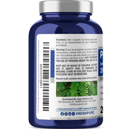 NusaPure Polypodium Leucotomos Extracto 10:1, 240 mg 200 Cápsulas Vegetales (Vegetariano, Sin OGM, Vegano)