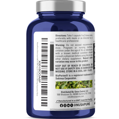NusaPure Hoja de Olivo 20% Oleuropeína Extracto 50:1, 500 mg 200 Cápsulas Vegetales Apto para Vegetarianos y Veganos, No OGM