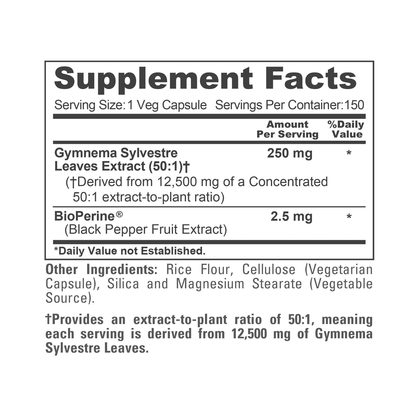 NusaPure Gymnema Sylvestre Extracto 50:1, 250 mg por Cápsula Vegana - 150 Unidades (Sin OMG, Vegano, Bioperina)