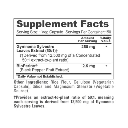 NusaPure Gymnema Sylvestre Extracto 50:1, 250 mg por Cápsula Vegana - 150 Unidades (Sin OMG, Vegano, Bioperina)