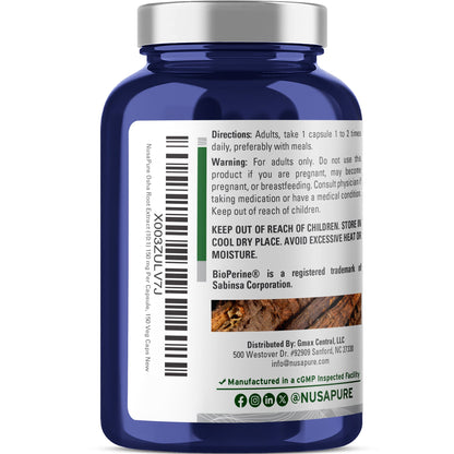 NusaPure Extracto de raíz de OSHA 150 mg por cápsula vegana - 150 unidades (Extracto 10:1, sin OGM, vegano, Bioperine) Ligusticum Porteri