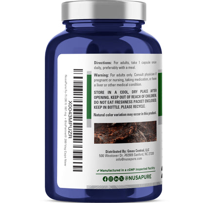 NusaPure Fo-Ti Extracto 30:1, 167 mg por cápsula vegetal, 200 unidades, sin OGM, vegano, Bioperine