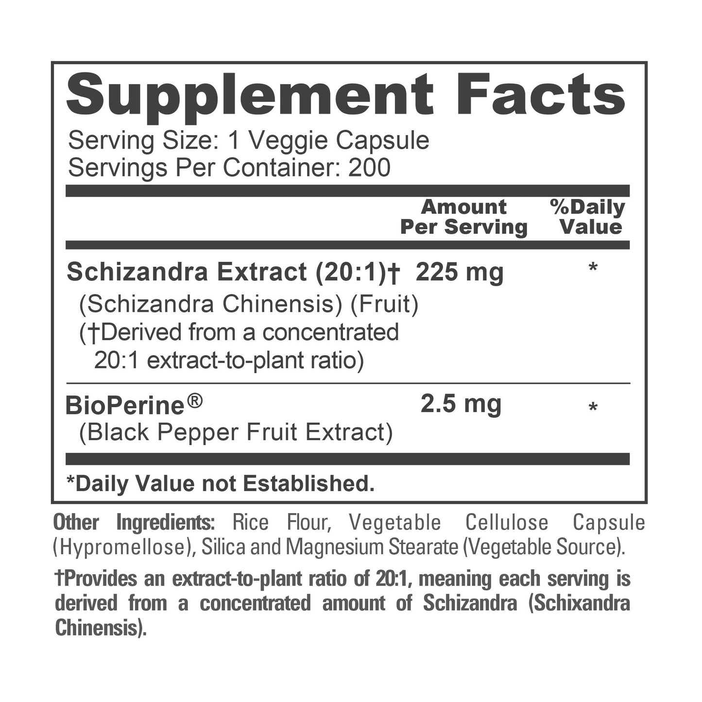 NusaPure Extracto de bayas de schisandra 20:1, 225 mg, 200 cápsulas veganas (sin OGM, bioperina)