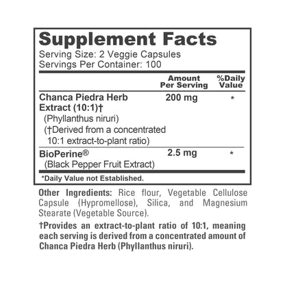 NusaPure Chanca Piedra 200 mg | 200 cápsulas vegetales | Suplemento de extracto de hierbas | Extracto 10:1, sin OGM, Bioperina | 100 porciones por frasco