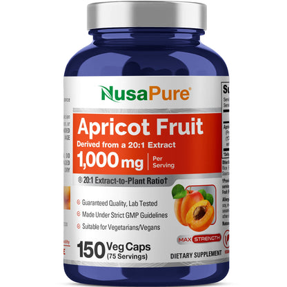 NusaPure Albaricoque Extracto 20:1, 1000 mg 150 Cápsulas Vegetales (Vegano, Sin OMG)