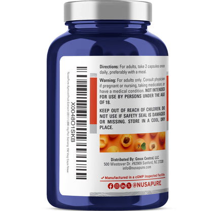 NusaPure Albaricoque Extracto 20:1, 1000 mg 150 Cápsulas Vegetales (Vegano, Sin OMG)