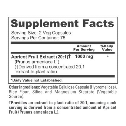 NusaPure Albaricoque Extracto 20:1, 1000 mg 150 Cápsulas Vegetales (Vegano, Sin OMG)