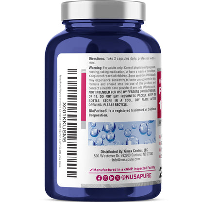 NusaPure Complejo de Fitoceramida Extracto 10:1, 1030 mg 200 Cápsulas Vegetales (No-OGM) Bioperina