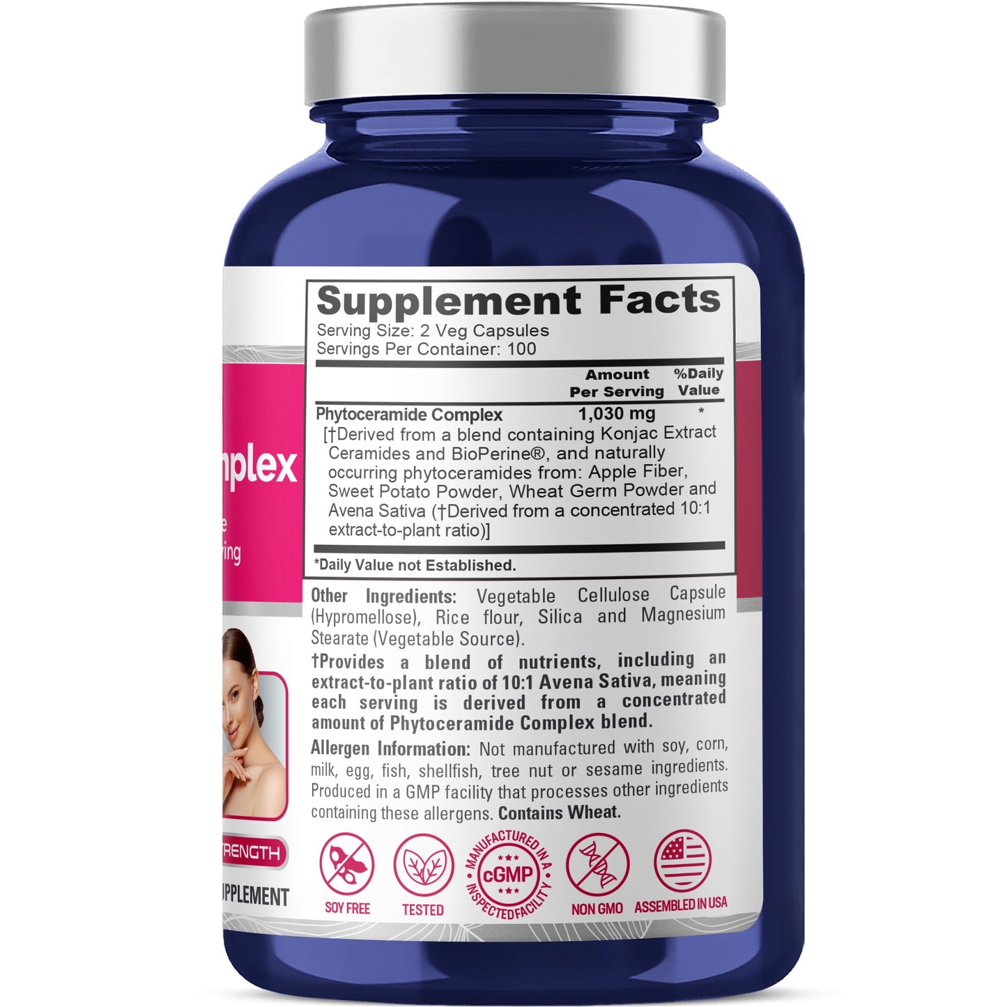NusaPure Complejo de Fitoceramida Extracto 10:1, 1030 mg 200 Cápsulas Vegetales (No-OGM) Bioperina