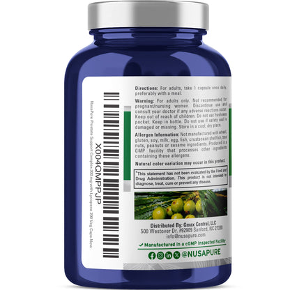 NusaPure Apoyo Prostático Extracto 20:1, 300 mg 200 Cápsulas Vegetales Suplemento Dietético Vegano, No OGM