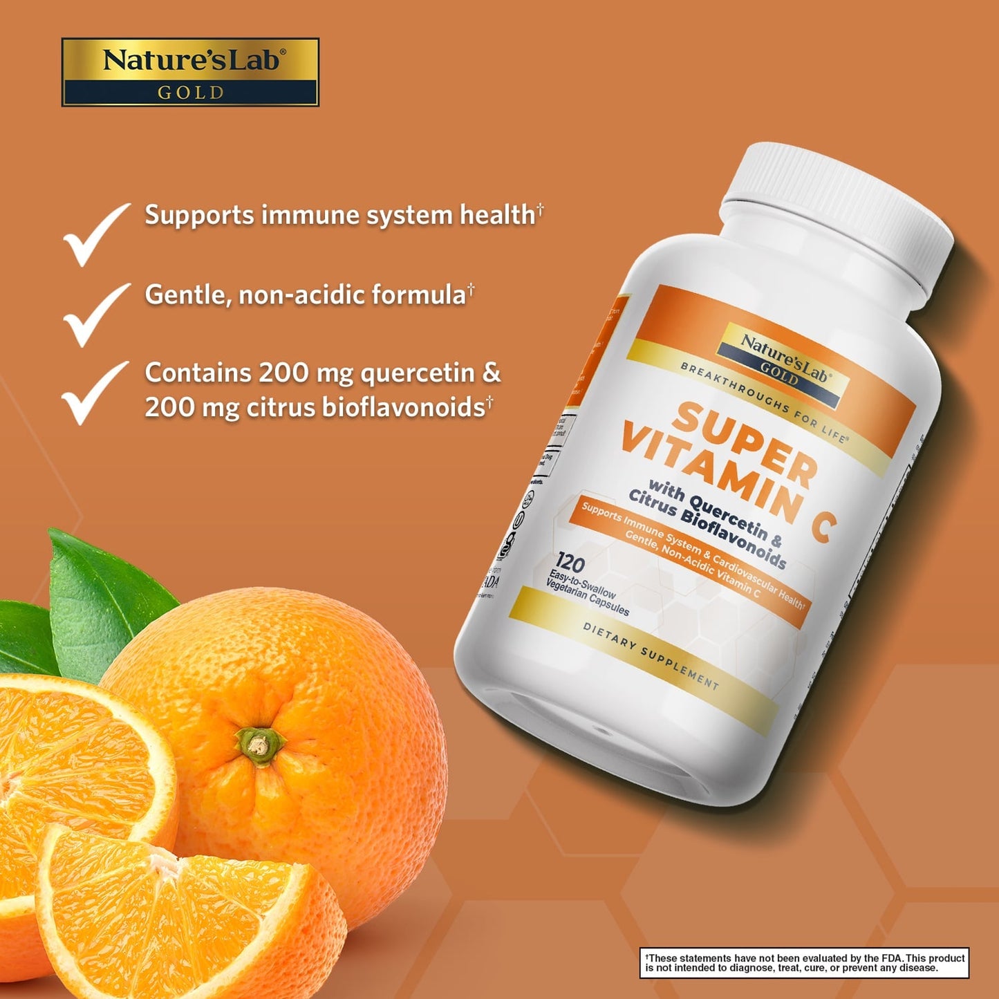 Nature's Lab Gold Súper Vitamina C 1000 mg - 120 Cápsulas