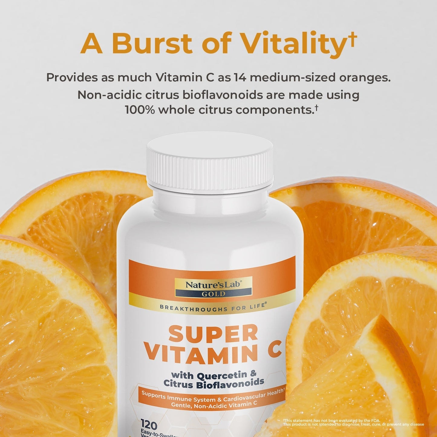 Nature's Lab Gold Súper Vitamina C 1000 mg - 120 Cápsulas