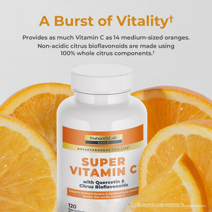 Nature's Lab Gold Súper Vitamina C 1000 mg - 120 Cápsulas