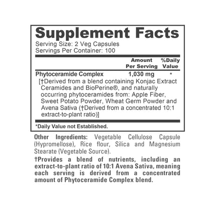 NusaPure Complejo de Fitoceramida Extracto 10:1, 1030 mg 200 Cápsulas Vegetales (No-OGM) Bioperina