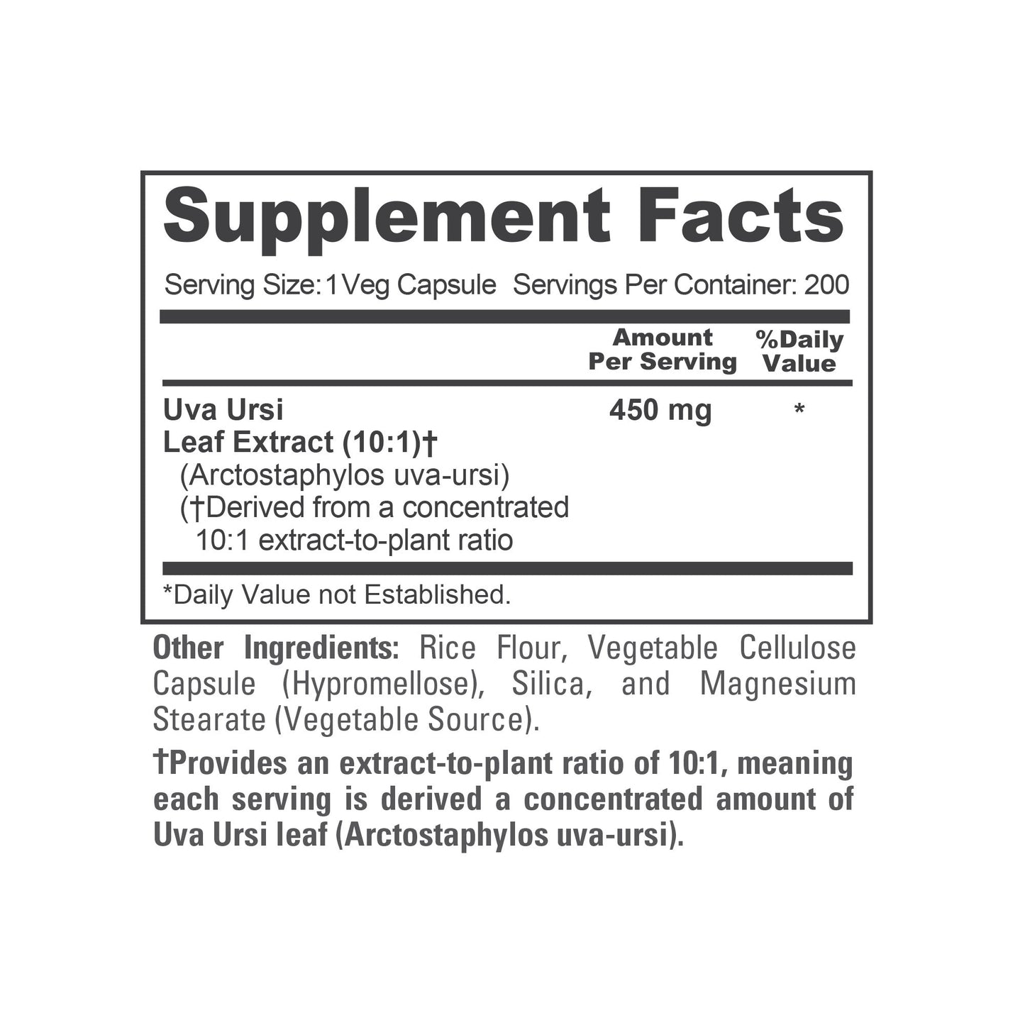 NusaPure Uva Ursi Extracto 10:1, 450 mg 200 cápsulas vegetarianas (sin OMG, vegano) Gayuba