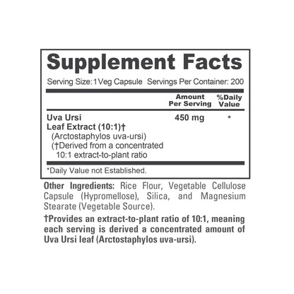 NusaPure Uva Ursi Extracto 10:1, 450 mg 200 cápsulas vegetarianas (sin OMG, vegano) Gayuba