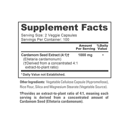 NusaPure Cardamomo Extracto 4:1, 1000 mg 200 Cápsulas Vegetarianas (Sin OMG, Vegano)